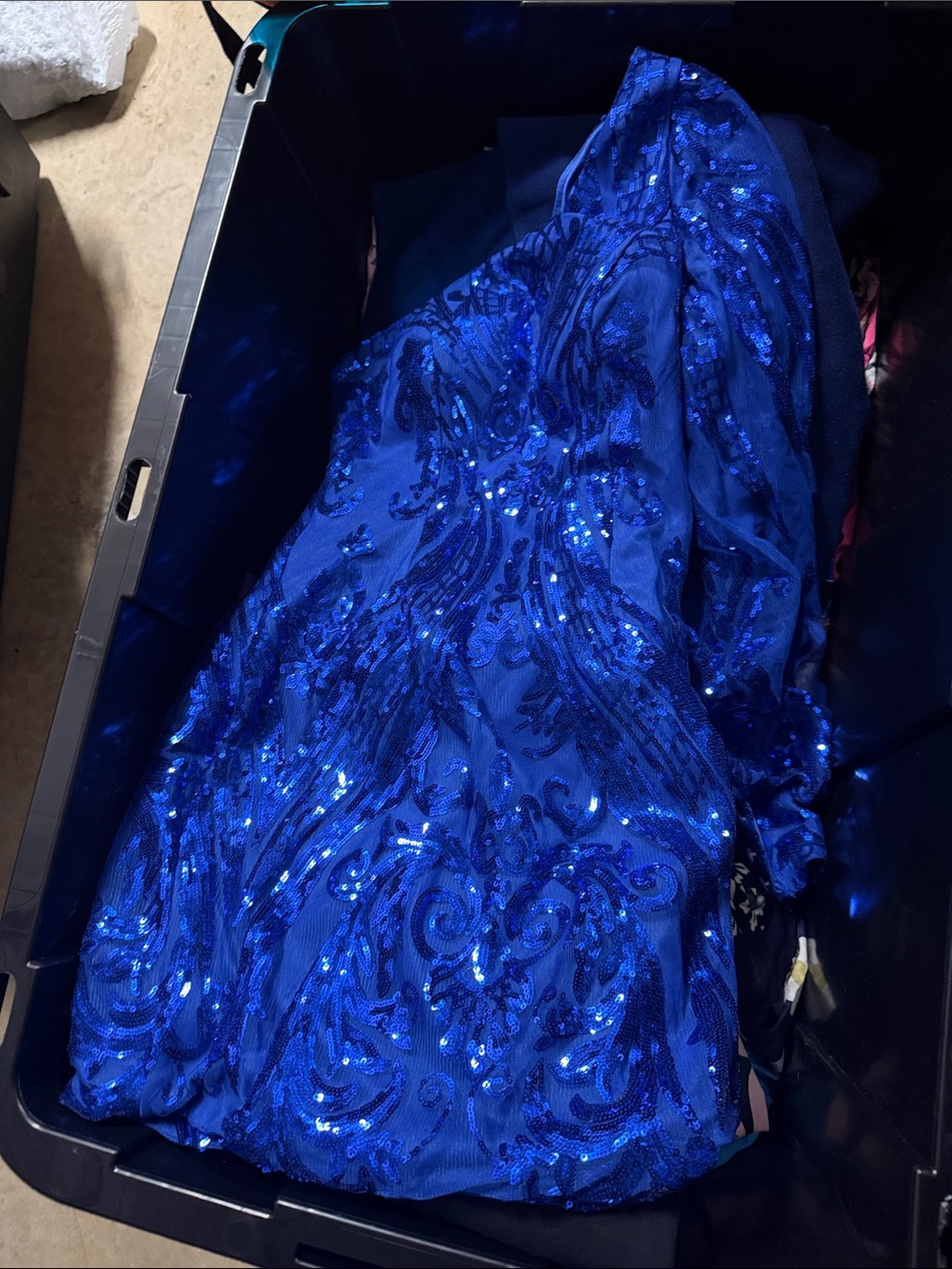 Blue Sequin Wedding Mini Dress